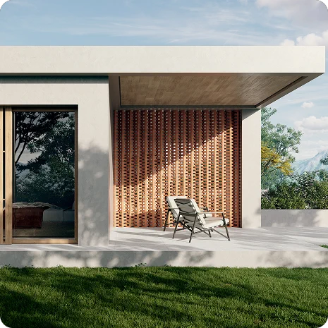 Nadis Design — терраса с деревянной решёткой