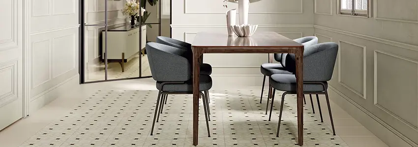 Ceramica Ribesalbes — столовая с узорчатым плиточным полом